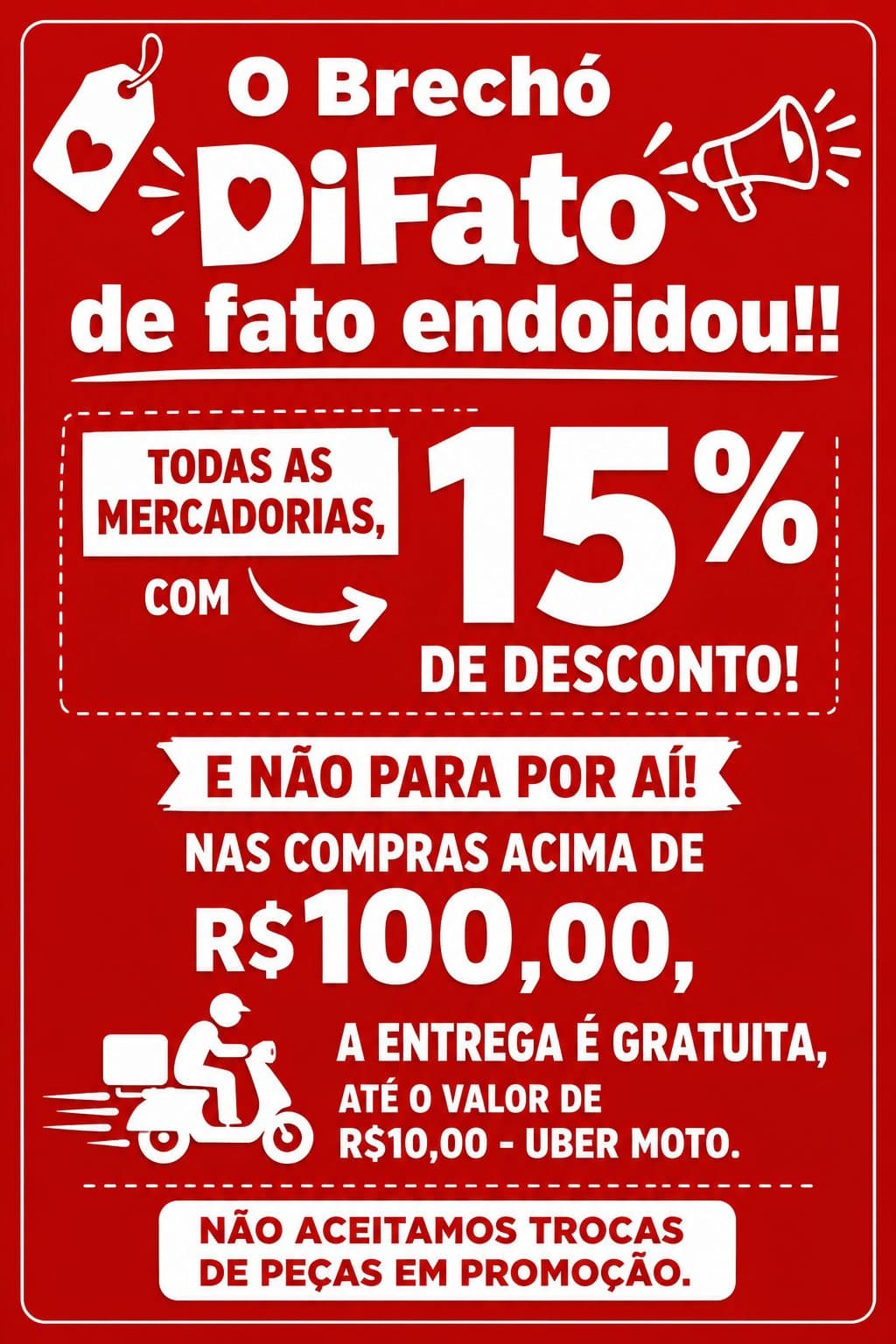 Promoções em todas as peças e acessórios!!